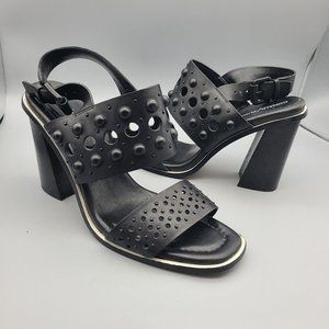 Donald Pliner women heel Sandal Estee black leather slingback studds sz 8.5